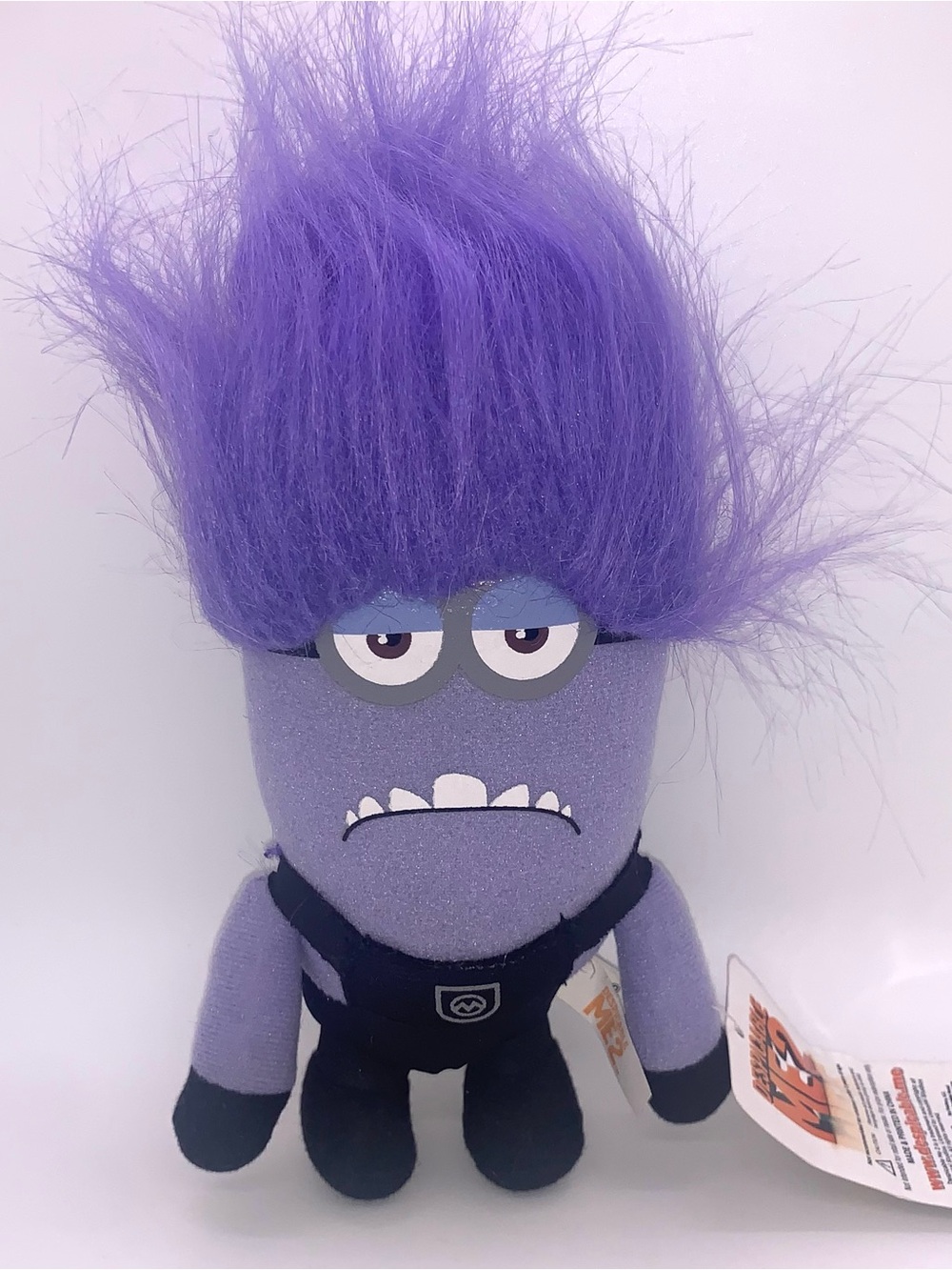 Despicable Me 2 Toy Factory Two-Eyed Purple Evil Minion Plush 10" Fuzzy Hair NWT